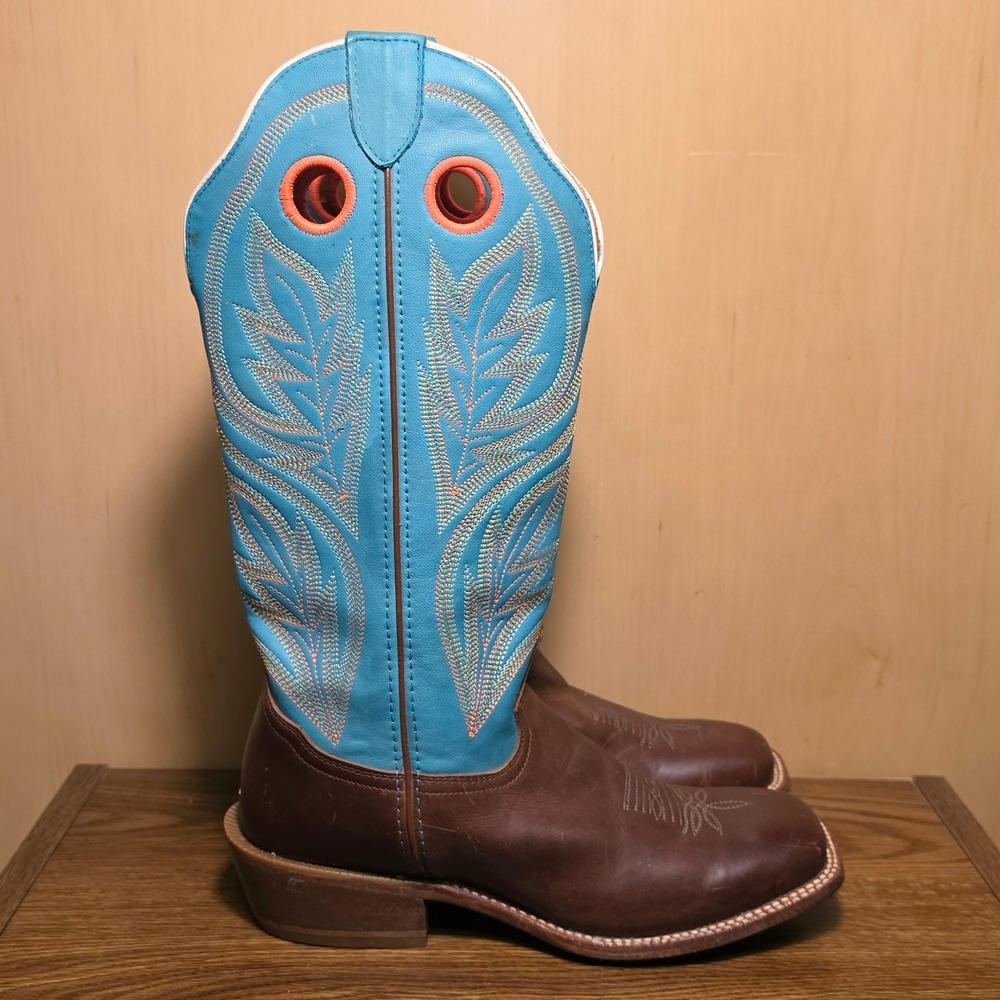 Tony Lama 5A1501 Women's Size 11 B Brown Turquoise Leather Western Cowboy Boots*